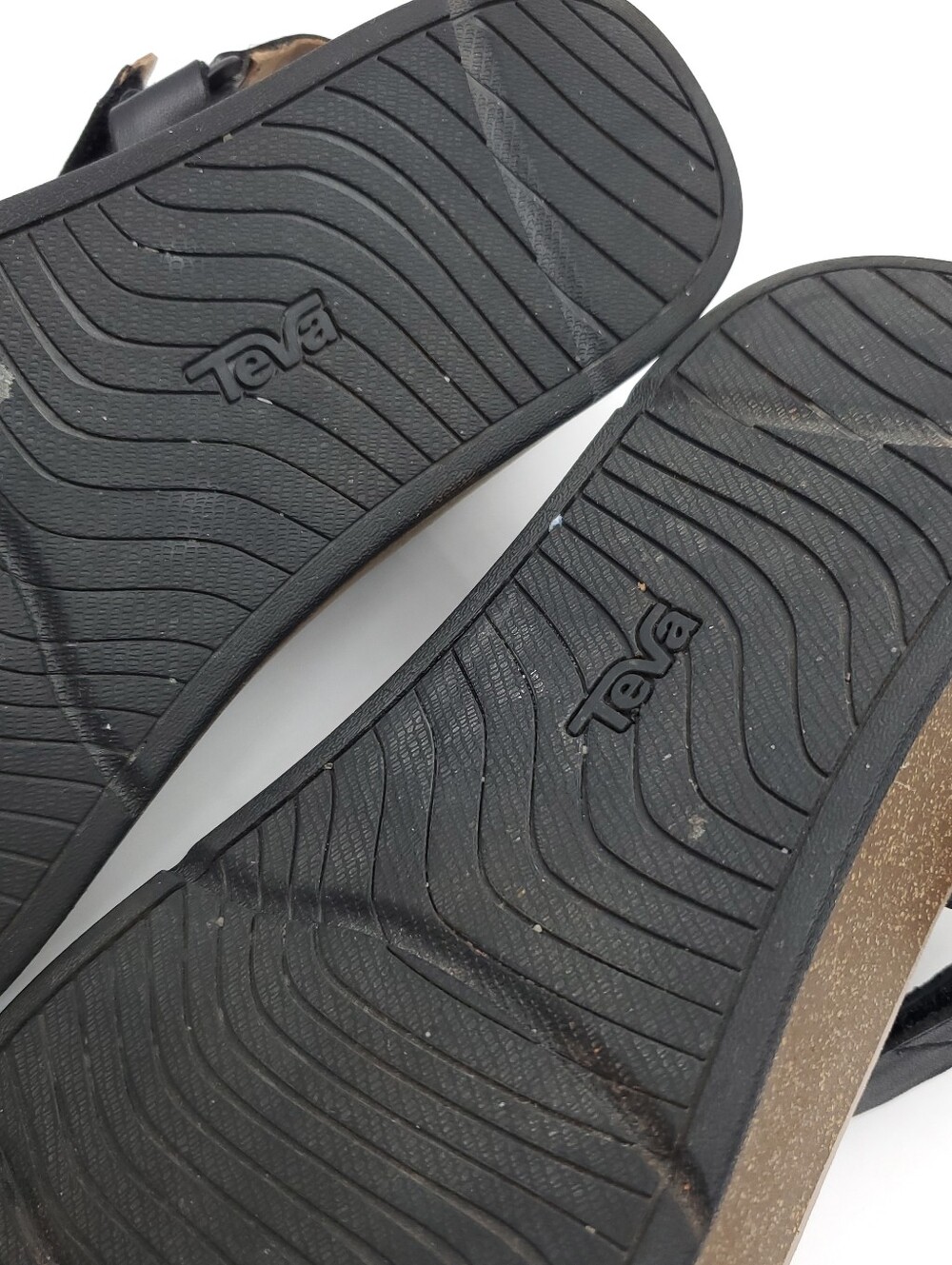 Teva Madera Wedge Leather Platform Sandals Black Open Toe Womens Size 9 Chunky - Picture 10 of 10